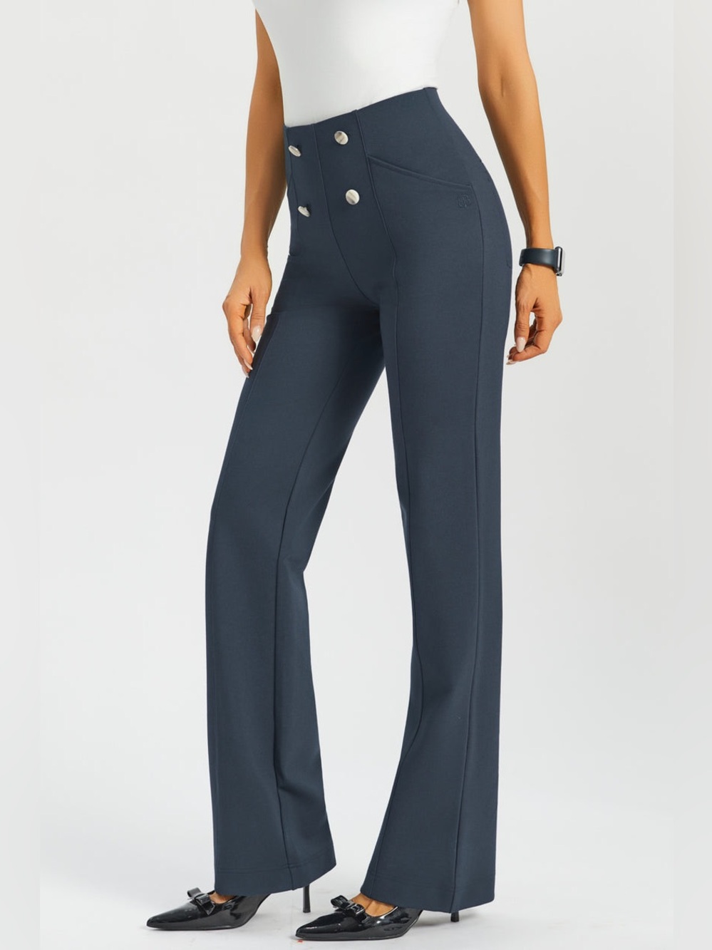 Betabrand Atlantic DPYP Dress Pant Yoga Pants | Wide - Picture 2 of 15
